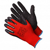 Красные нейлоновые перчатки с черным текстурированным латексом Gward Red