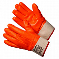 Трикотажные утепленные перчатки с оранжевым МБС покрытием с манжетом крагой Gward Flame Strong